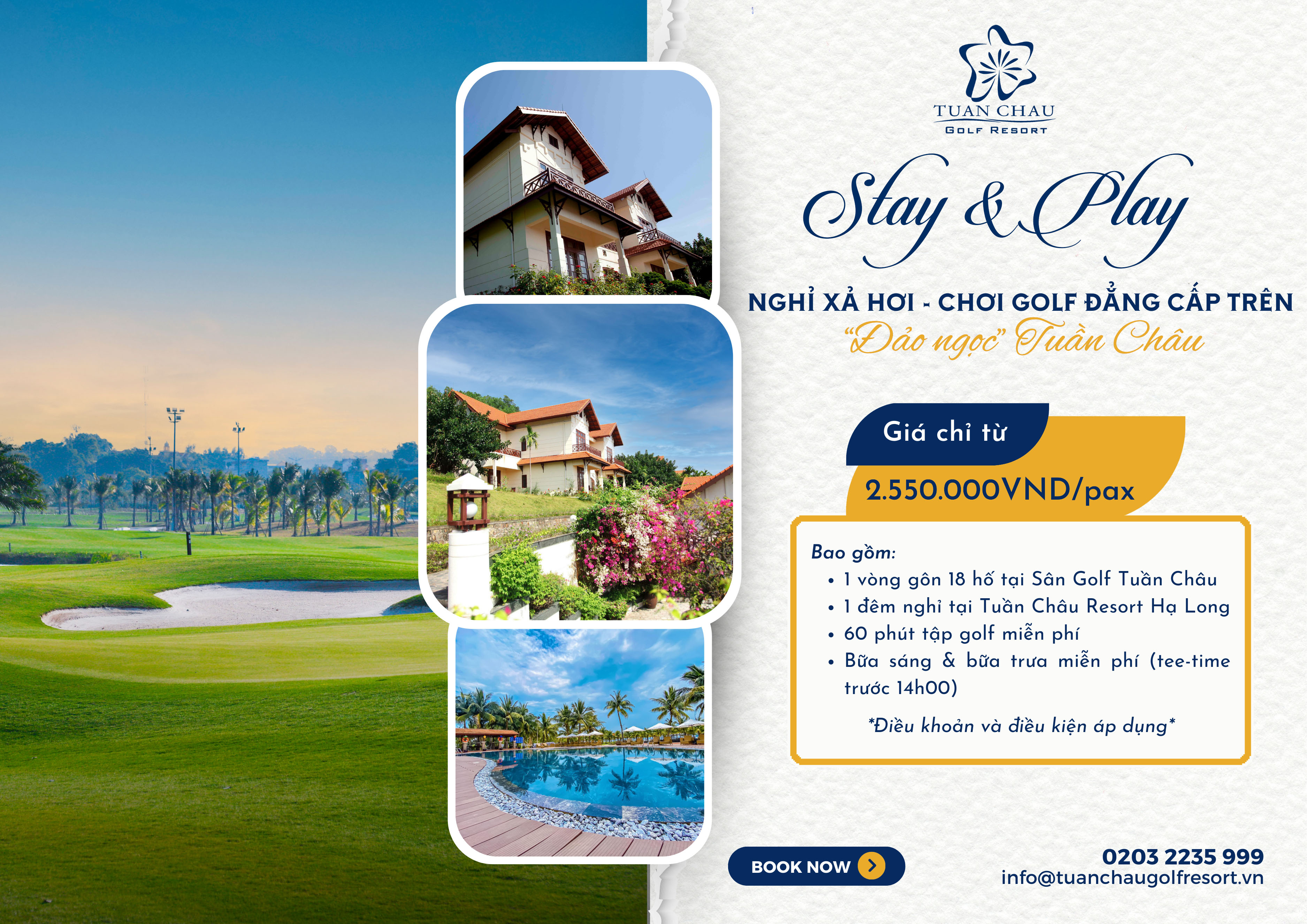 Stay & Play - Nghỉ xả hơi - Chơi golf đẳng cấp trên  “Đảo ngọc” Tuần Châu